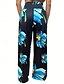 abordables jambe large et taille haute-Femmes Pantalon en coton et lin Jambe large Chinos Vacances Mode Occasionnel Longueur complète Taille haute Fleuri Avec Poches Ceinture Élastique Imprimé Confortable Doux Micro-Élastique Extérieur
