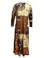 ieftine Rochie boho-Pentru femei Rochie Maxi Rochie teacă Rochie A line Casual Boho Invitat la nunta Zilnic Ieșire Fit regulat Floral Grafic Manșon Lung Stil Nautic Maro Primăvară Toamnă Iarnă