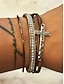 billige Dame armbånd-Flerlags korsarmbånd med rhinsten til kvinder – inspirerende &quot;velsignet&quot; armbånd i pu-læder til afslappet, kirkelig og særlige lejligheder