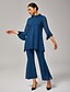 baratos Blusas e Camisas-Blusa feminina para festa de casamento, preta, gola alta, chiffon modal, patchwork, punho largo, slim fit, elástica, elegante, casual, para escritório