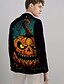 cheap Halloween Outerwear-Halloween Men&#039;s Coat Blazer Party Street Festival Casual Daily British All Seasons 100% Polyester Pumpkin 3D Print Buttons Comfortable Single Breasted Blazer Black Orange Brown
