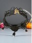 preiswerte Halloween-Zubehör-Schwarzes Spitzen-Fußkettchen mit Rosenmotiv und baumelnden Perlen für Damen, Gothic-Fußschmuck für Halloween-Partys