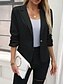 cheap Blazers &amp; Suits-Women&#039;s Blazer Comfortable Breathable Pocket Buttons Casual Plain Office Street Casual Daily Wear Single Breasted Regular Turndown Regular Fit Long Sleeve Outerwear Black White Navy Blue Summer Spring