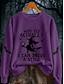 economico Felpa e Hoodie di Halloween-Per donna Felpa Pullover Grafico Lettera Halloween Moda Casual Manica Lunga Girocollo Top Regolari Streetwear Abbigliamento Quotidiano Casuale Stampato Nero Rosso Viola Verde Autunno Inverno