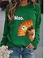 economico Felpa e Hoodie di Halloween-felpe da donna di Halloween, grafiche, animali, casual, maniche lunghe, girocollo, normali, da strada, casual, da indossare tutti i giorni, stampate, bianche, rosse, arancioni, verdi, primavera,