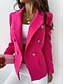 economico Blazer e Completi-Per donna Blazer Confortevole Traspirante Tasca Casual Semplice Formale Ufficio Streetwear Casuale Doppiopetto Regolare Collo ripiegato Vestibilità regolare Manica Lunga Capispalla Nero Blu Fucsia