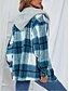 abordables Manteaux d&#039;Hiver-Femmes Veste Décontractée Veste à Capuche Confortable Respirant Boutons Imprimé Occasionnel Plaid Vacances Rue Occasionnel Tenue quotidienne Simple Boutonnage Régulier À capuche Coupe Ample manche
