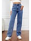 voordelige wijde pijpen en hoge taille-Dames Breed Been Chinese Modieus Streetwear Casual Volledige lengte Hoge taille Effen Kleur Zak Comfortabel Zacht Inelastisch Buiten Straat Zwart donkergrijs Diep Blauw Lichtblauw Zomer Herfst