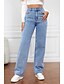 voordelige wijde pijpen en hoge taille-Dames Breed Been Chinese Modieus Streetwear Casual Volledige lengte Hoge taille Effen Kleur Zak Comfortabel Zacht Inelastisch Buiten Straat Zwart donkergrijs Diep Blauw Lichtblauw Zomer Herfst