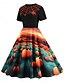 abordables Robe d&amp;#39;Halloween-Halloween Femmes Robe Midi Robe trapèze Occasionnel Quotidien Fête Coupe régulière Potiron toile d&#039;araignée Manche Courte Col ras du cou Noir Bleu Orange Abricot Été Printemps Automne
