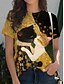 abordables T-shirt Animaux-Femmes T-shirt Graphique Animal Chat ancien Élégant Classique Manche Courte Col ras du cou Col rond Hauts Réguliers Quotidien Week-end Imprimé Dorée Été Printemps Automne