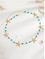 abordables Ceinture pour femme-Ceinture chaîne de taille en perles turquoises pour femme, motif étoile de mer - Bijou de corps bohème en alliage pour la plage, idéal pour les tenues d'été et les looks de vacances