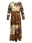 ieftine Rochie boho-Pentru femei Rochie Maxi Rochie teacă Rochie A line Casual Boho Invitat la nunta Zilnic Ieșire Fit regulat Floral Grafic Manșon Lung Stil Nautic Maro Primăvară Toamnă Iarnă