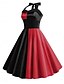 abordables Robe d&amp;#39;Halloween-Halloween Femmes Robe Midi Robe trapèze Robe dos nu Occasionnel Quotidien Fête Coupe régulière Bloc de Couleur Crâne Sans manches Col Halter Noir Rouge Été Printemps Automne