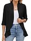 cheap Coats &amp; Trench Coats-Women&#039;s Casual Jacket Comfortable Breathable Ruffle Cut Out Casual Plain Vacation Street Daily Wear Going out Open Front Regular Collarless Regular Fit 3/4 Length Sleeve Outerwear Black White Pink
