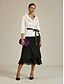 billige Dressy topper-Dame Dressy topper Kveldstopper Elegant Stilfull Fritid V-hals Svart Sommer Høst