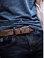 economico Cinture da uomo-Cintura da uomo in vera pelle di vacchetta – cinturino marrone vintage con fibbia ad ardiglione in lega opaca, regolabile per jeans, lavoro, abbigliamento casual da lavoro e abbigliamento quotidiano