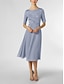 voordelige Thee Lengte-A-lijn Tot de knie Feestjurk Cocktail jurk Bruiloft gast jurk Moeder van de bruid jurk Halve mouw Ronde hals Elegant Petite Bruiloft gast Cocktailparty Bruiloft Chiffon met Plooien Effen kleur
