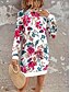 billiga Blommig klänning-Kvinnors Sweatshirt Klänning Mini Klänning Sweater Klänning Shift Klänning Semester Casual Boho Utomhus Regular Fit Blommig Grafik Lång Ärma Crewneck Röd svart Rosa Grön Grå Höst Vinter