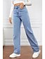 voordelige wijde pijpen en hoge taille-Dames Breed Been Chinese Modieus Streetwear Casual Volledige lengte Hoge taille Effen Kleur Zak Comfortabel Zacht Inelastisch Buiten Straat Zwart donkergrijs Diep Blauw Lichtblauw Zomer Herfst