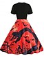 abordables Robe d&amp;#39;Halloween-Halloween Femmes Robe Midi Robe trapèze Occasionnel Quotidien Fête Coupe régulière Potiron toile d&#039;araignée Manche Courte Col ras du cou Noir Bleu Orange Abricot Été Printemps Automne