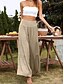 baratos Calça de linho de algodão simples-Mulheres Calças de linho de algodão Perna larga chinês Básico Casual Comprimento total Cintura Alta Tecido Cintura elástica Confortável Macio Com Stretch Ao ar livre Rua Preto Branco Azul Roxo Claro