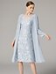 cheap Mom&#039;s Dress Sets-Two Piece Sheath Beach Wedding Mother of the Bride Dress Wedding Guest Elegant Jewel Neck Knee Length Chiffon Lace 3/4 Length Sleeve Wrap Included Jacket Dresses with Beading Appliques