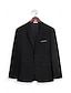 billige Blazer-Herre Blazer jakke Bryllupsgæst Afslappet Afslappet / Hverdag Mode Afslappet Alle årstider Polyester Ensfarvet Basale Enradet Blazer Mørkegrå Sort Navyblå
