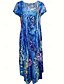 preiswerte Blumenkleid-Damen Maxikleid Etui-Kleid T-Shirt-Kleid Lässig Boho Hochzeitsgast Täglich Date Blumen Grafik Langarm Rundhalsausschnitt Blau Grün Grau Frühling Herbst Winter