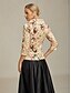 ieftine Topuri imbracate-Pentru femei Topuri imbracate Floral Elegant Epocă Romantic Lungime Manșon 3/4 În V Topuri obișnuite Invitat la nunta Îmbrăcăminte de seară de petrecere Semi formal Kaki Primăvară, toamnă, iarnă, vară