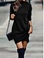 ieftine Rochie simplă-Rochie din bumbac pentru femei Rochie mini Rochie înfășurată Petrecere Casual Boho Formal Exterior Acasă Fit regular Culori uni Geometric Carouri Mâneci lungi Guler înalt Negru Primăvară Toamnă Iarnă