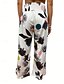 abordables jambe large et taille haute-Femmes Pantalon en coton et lin Jambe large Chinos Vacances Mode Occasionnel Longueur complète Taille haute Fleuri Avec Poches Ceinture Élastique Imprimé Confortable Doux Micro-Élastique Extérieur