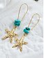 abordables Boucle d&amp;#39;oreille pour femme-Boucles d&#039;oreilles pendantes en or pour femmes, étoiles de mer – bijoux de plage bohème en pierre turquoise pour les vacances d&#039;été, les fêtes sur le thème de l&#039;océan et les tenues de villégiature