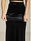 voordelige Formele Rokken-Dames Elegant Vintage Lange Lengte Maxi Hoge taille Rokken Rekbaar Zwart Herfst