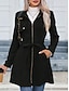 voordelige Winterjassen-Dames Vrijetijdsjas Houd Warm Comfortabel Veters Vetoketju Zak Casual Effen Vakantie Straat Casual Alledaagse kleding Rits Lang Opstaand Slank Lange mouw bovenkleding Zwart Blozend Roze Groen Lente