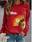 economico Felpa e Hoodie di Halloween-felpe da donna di Halloween, grafiche, animali, casual, maniche lunghe, girocollo, normali, da strada, casual, da indossare tutti i giorni, stampate, bianche, rosse, arancioni, verdi, primavera,