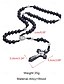 abordables Bijoux pour hommes-Collier chapelet en bois pour homme avec médaille de Saint Benoît et crucifix – chapelet catholique pour le culte religieux, la réflexion spirituelle et la dévotion quotidienne