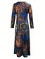 cheap Cocktail Dress-Women's Maxi Dress Shift Dress A Line Dress Casual Boho Daily Date Going out Regular Fit Floral Graphic Tie Dye Long Sleeve Crew Neck Blue Spring Fall Winter Autumn