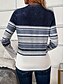 abordables Camiseta a rayas y geométrica-Mujer Camiseta Ombre Graphic Geométrico Vintage Elegante Clásico Manga Larga Cuello Barco Escote Redondo Tops regulares Diario Estampado Azul Marino Verano Primavera Otoño