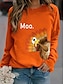 economico Felpa e Hoodie di Halloween-felpe da donna di Halloween, grafiche, animali, casual, maniche lunghe, girocollo, normali, da strada, casual, da indossare tutti i giorni, stampate, bianche, rosse, arancioni, verdi, primavera,