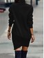 ieftine Rochie simplă-Rochie din bumbac pentru femei Rochie mini Rochie înfășurată Petrecere Casual Boho Formal Exterior Acasă Fit regular Culori uni Geometric Carouri Mâneci lungi Guler înalt Negru Primăvară Toamnă Iarnă