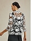 preiswerte Blusenanzüge für Damen-Damen Elegante Oberteile Spitzentops Blumen Elegant Vintage Hoher Ausschnitt Schwarz Sommer Frühling Herbst