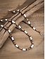 baratos Jóias Masculinas-Conjunto de colar e pulseira de contas estilo boêmio masculino - joias de contas de madeira brancas, pretas e marrons para praia, uso casual e festas de verão