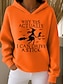 tanie Halloween bluza i hoodie-Damskie Bluza z kapturem i bluzą Graficzny Halloween Czarownica Zabytkowe Moda Zachodni Długi rękaw Kaptur Zwykłe topy Ulica Na co dzień Święto Nadruk Przednia kieszeń Czarny Fioletowy Pomarańczowy