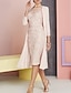 voordelige Jurkensets voor mama-Tweedelig Strak kolom Tot de knie Bruiloft gast jurk Moeder van de bruid jurk 3/4 mouw Nek boot Elegant Vintage Grote maten Bruiloft gast Kerk (83 Chiffon Kant Jas Jurken met Appliqués