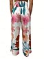 abordables jambe large et taille haute-Femmes Pantalon en coton et lin Jambe large Chinos Vacances Mode Occasionnel Longueur complète Taille haute Fleuri Avec Poches Ceinture Élastique Imprimé Confortable Doux Micro-Élastique Extérieur
