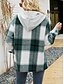 abordables Manteaux d&#039;Hiver-Femmes Veste Décontractée Veste à Capuche Confortable Respirant Boutons Imprimé Occasionnel Plaid Vacances Rue Occasionnel Tenue quotidienne Simple Boutonnage Régulier À capuche Coupe Ample manche