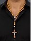 abordables Bijoux pour hommes-Collier chapelet en bois pour homme avec médaille de Saint Benoît et crucifix – chapelet catholique pour le culte religieux, la réflexion spirituelle et la dévotion quotidienne