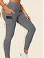 economico Leggings semplici-Per donna Leggings Moda Casual Lunghezza intera Vita Alta Tinta unica Tasca Taglio alto Traspirabilità Morbido Confortevole Alta elasticità Vinaccia blu navy Nero Grigio Autunno Inverno Vestibilit
