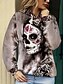 tanie Halloween bluza i hoodie-Damskie Bluza z kapturem i bluzą Graficzny Czaszka Moda Codzienny Nadruk Długi rękaw Kaptur Zwykłe topy Ulica Na co dzień Ściągana na sznurek Nadruk Szary Jesień Zima